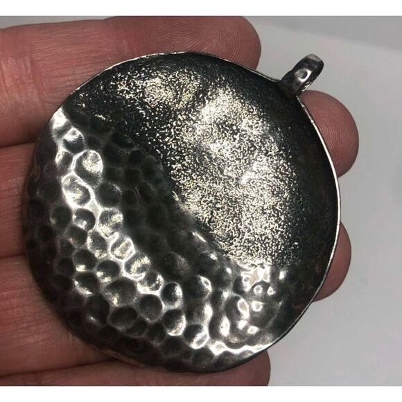 1289 Silpada Sterling Silver 925 RARE retired modern round Hammered Pendant - Picture 1 of 3